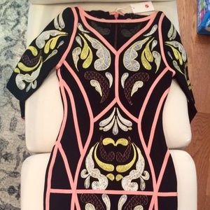 FLORAL EMBROIDERED BODYCON DRESS